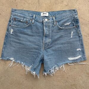 AGOLDE Women's Parker Long Distressed Denim Shorts
